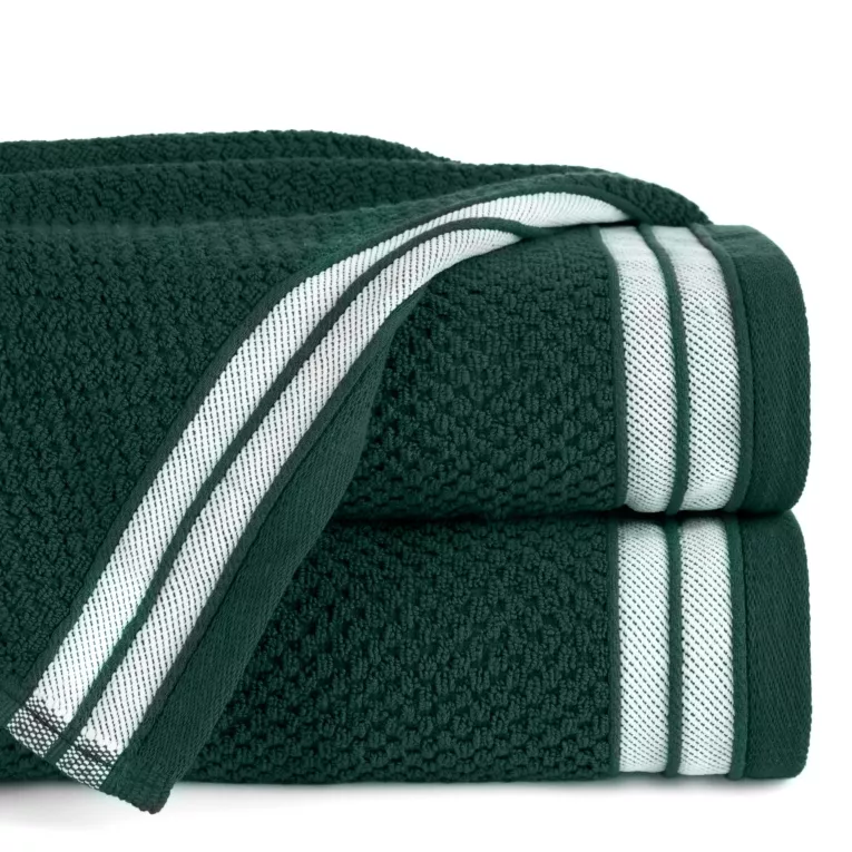 Ręcznik kąpielowy 50x90 cm bawełniany kolor ciemnozielony w pasy 500 g/m2 MADLEN