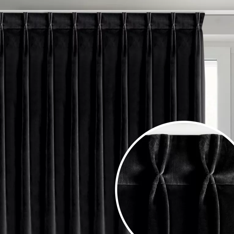 Zasłona czarna z welwetowej tkaniny 125x270 cm (wymiar podany na gotowo) system flex - MELANIE