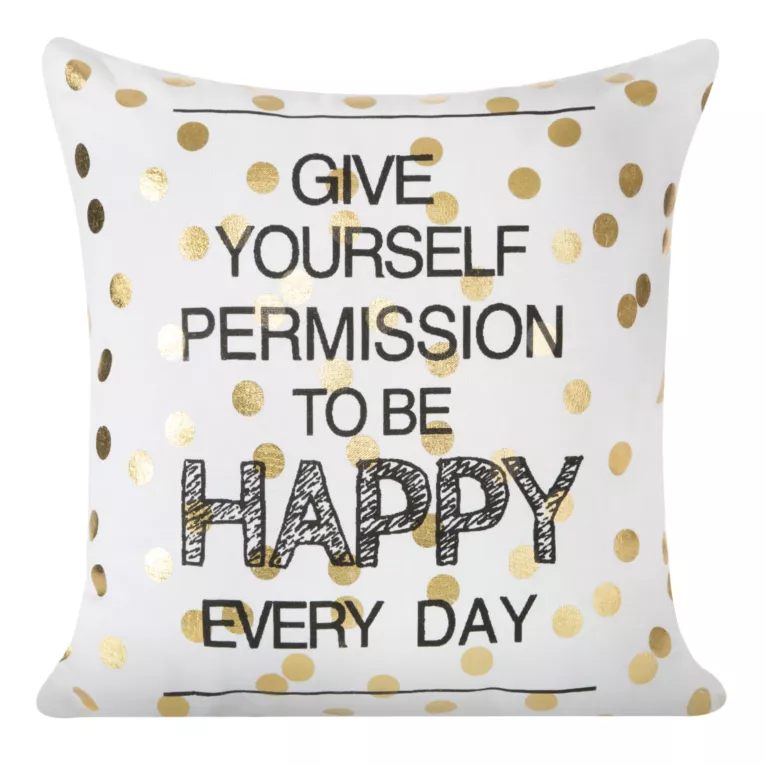 Poszewka na poduszkę 40x40 cm biało, złota z ozdobnym nadrukiem DANI