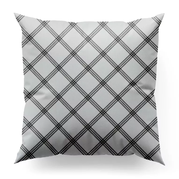 Poszewka szyta biało czarna z miękkiej tkaniny z nadrukiem w kratę