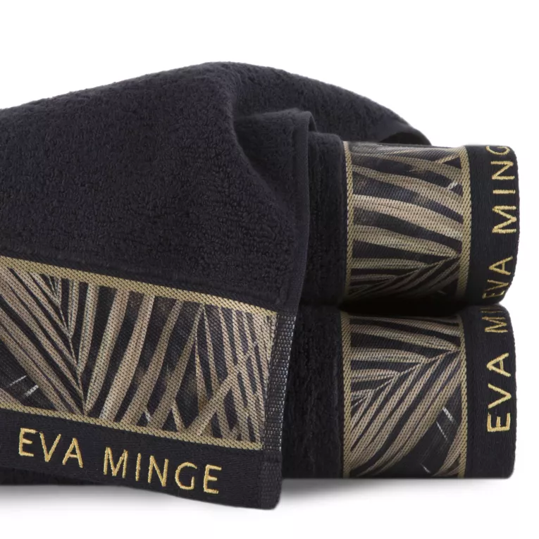 Ręcznik do rąk 30x50 cm bawełniany kolor czarny,beżowy z designerską bordiurą 500 g/m2 Eva Minge