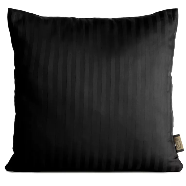 Poszewka na poduszkę 40x40 cm z satyny bawełnianej czarna w delikatne prążki VERA