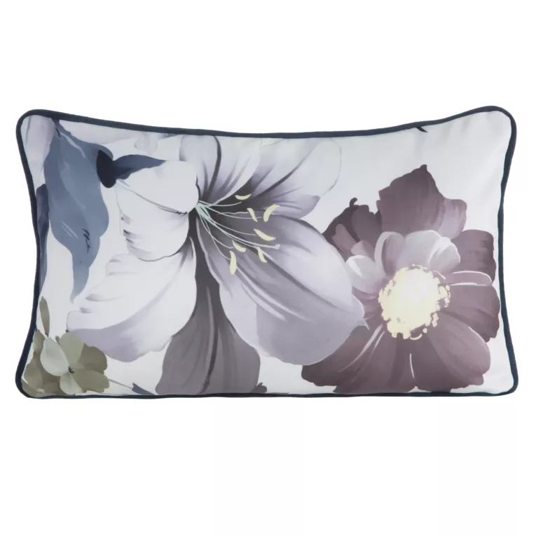 Poduszka  45 x 30 cm dwustronna welwetowa z motywem roślinnym z wypustką na brzegach SOFIA EUROFIRANY PREMIUM