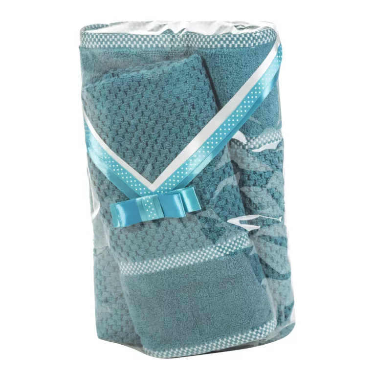 Zestaw ręczników bawełnianych na prezent 1 szt 50x90 cm, 1 szt 70x140 cm kolor ciemnoturkusowy