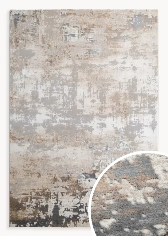 Dywan 60x100 cm jasnoszary, beżowy zdobiony abstrakcyjnym wzorem ASIA 2