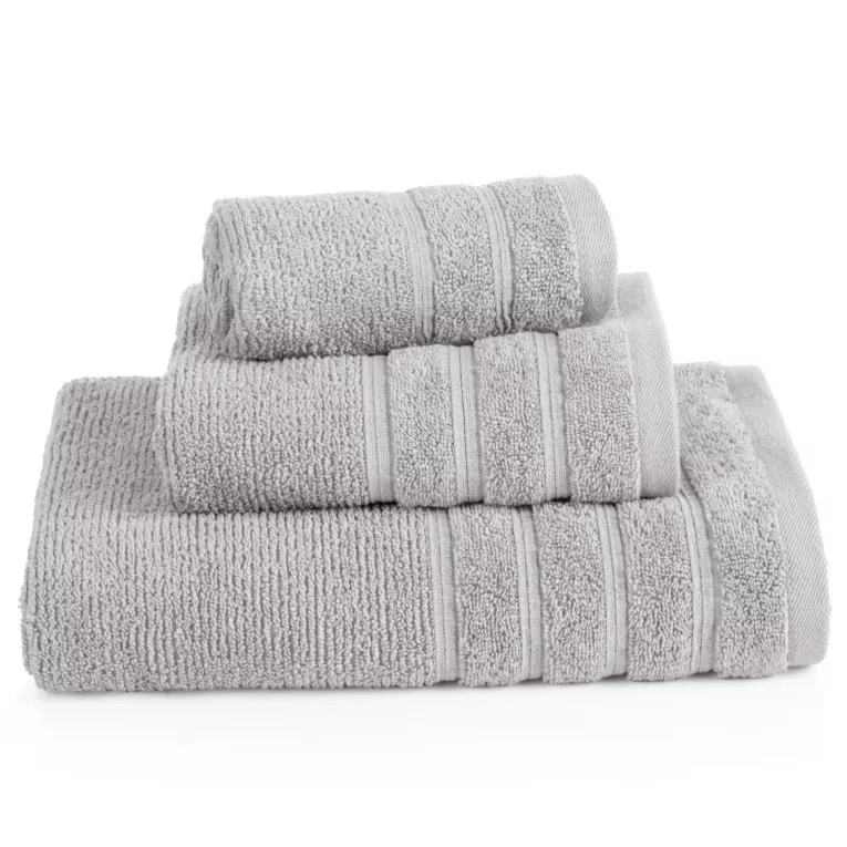 Ręcznik do rąk 30x50 cm bawełniany kolor srebrny w błyszczące paseczki AMIRA