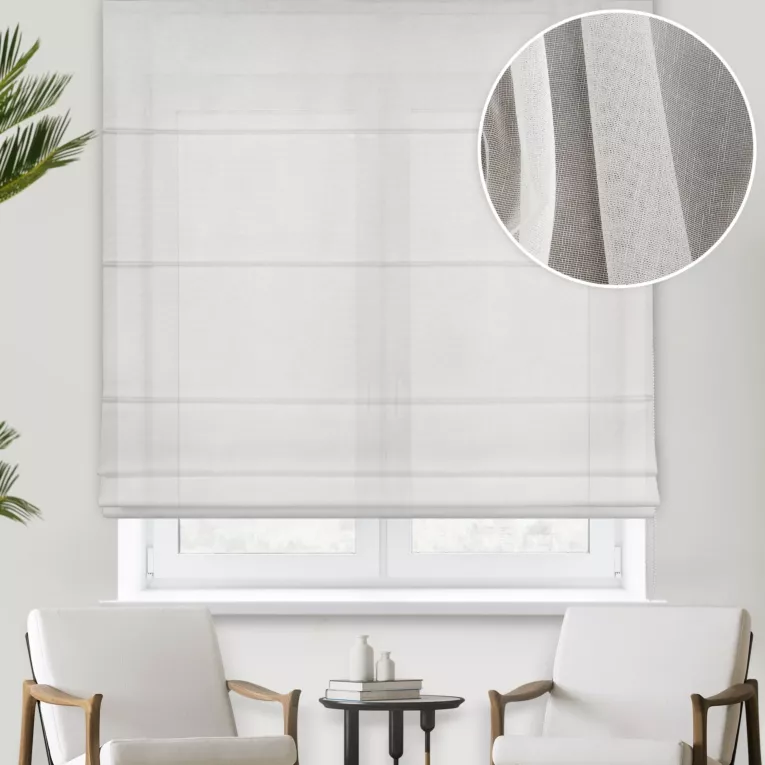 Roleta rzymska kremowa z miękkiej tkaniny o naturalnym splocie