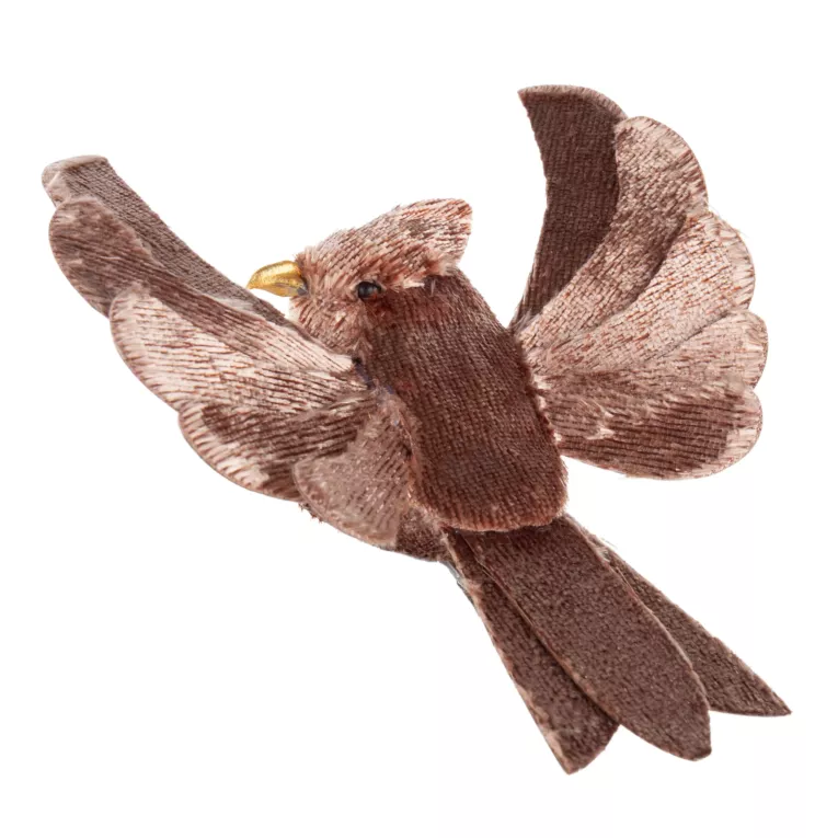 Ozdoba choinkowa PTAK z lśniącego miękkiego materiału, na klipsie