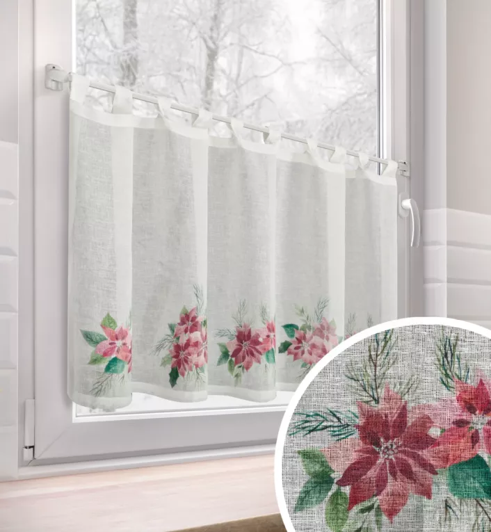 Zazdrostka świąteczna biało, czerwona zdobiona nadrukiem gwiazd betlejemskich 150x60 cm szelki - XSMAS 3