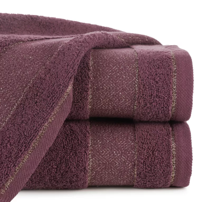 Ręcznik kąpielowy 70x140 cm bawełniany kolor bordowy z ozdobną bordiurą 500 g/m2 NESSY