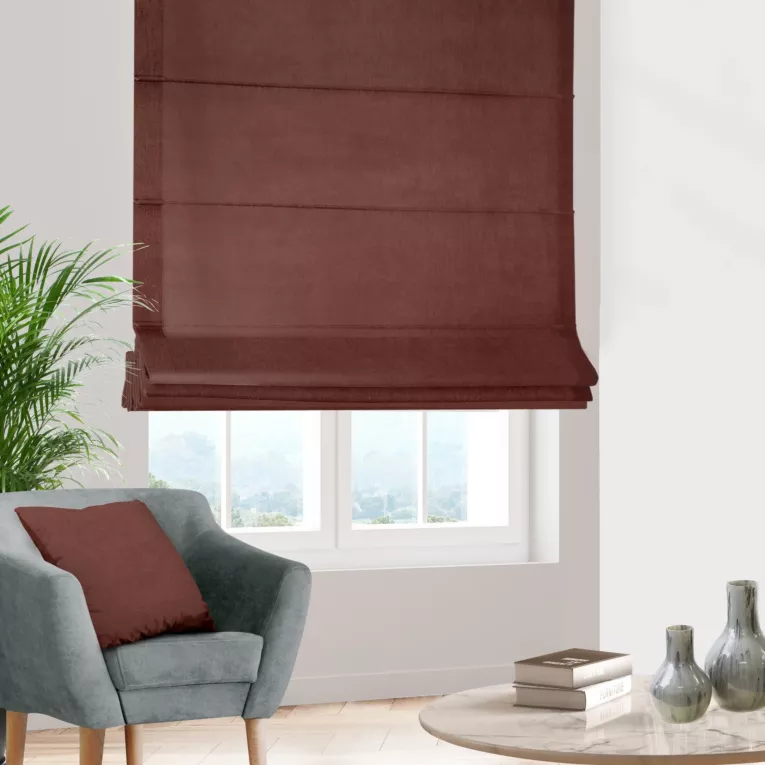 Roleta rzymska DORA - HIT wrzosowa z miękkiej tkaniny o welurowej strukturze