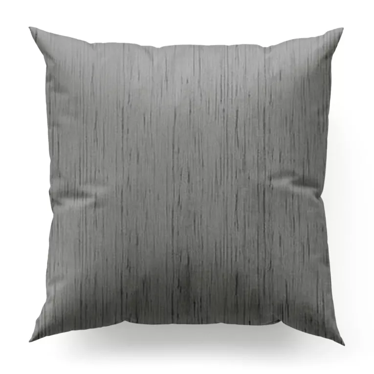 Poszewka szyta srebrna z tkaniny welwetowej w pionowe prążki, wykończona obciążnikiem