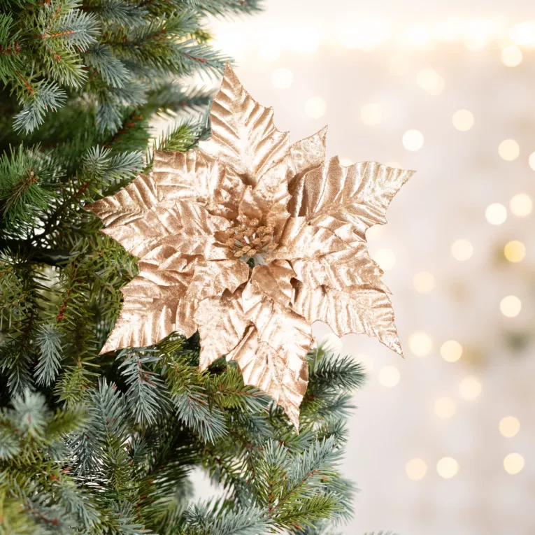 Świąteczny kwiat dekoracyjny z płatkami z wytłaczanego welwetu