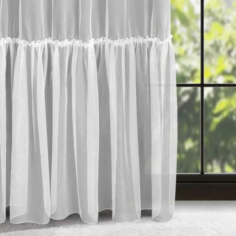 Firana biała z organtyny peru z jedną falbaną 300x250 cm taśma LENA 2