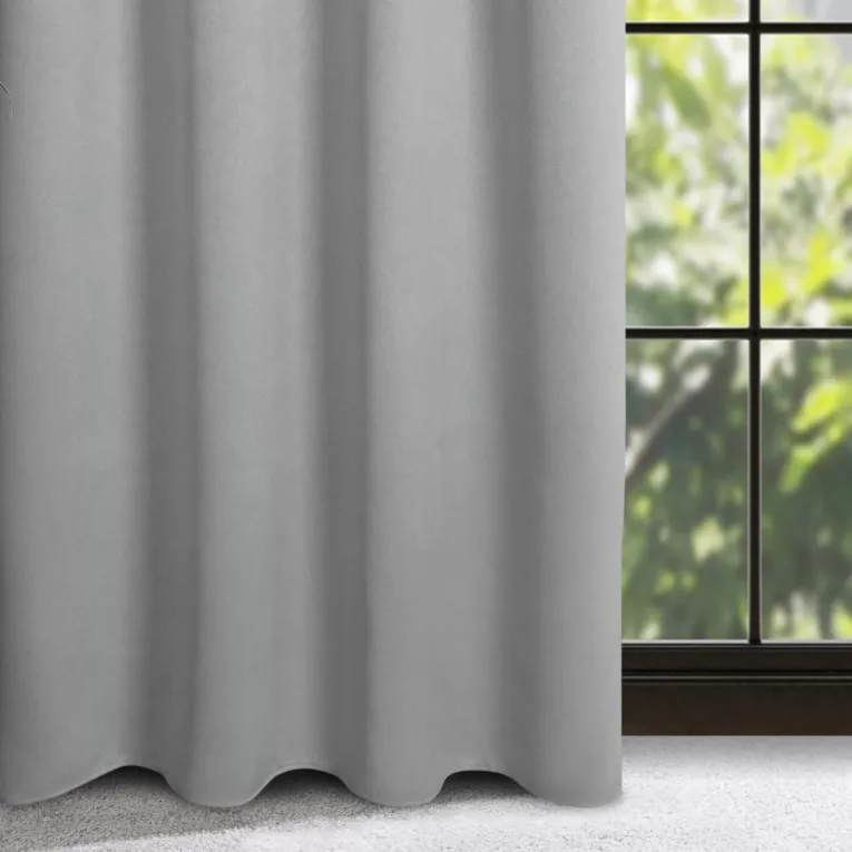 Zasłona srebrna zaciemniająca o strukturalnym wzorze 130x300 cm taśma - CARLO