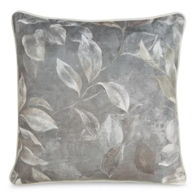 Poszewka ANELE z miękkiego welwetu z malarskim wzorem gałązek i wypustką na brzegach