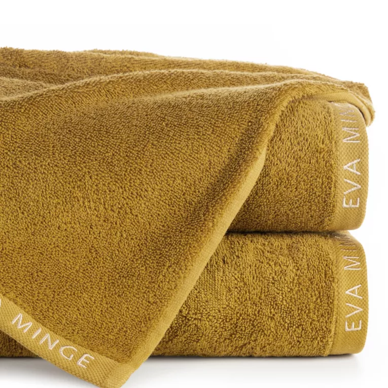 Ręcznik kąpielowy 50x90 cm bawełniany kolor miodowy z haftowanym logiem Eva Minge 550 g/m2 VENUS