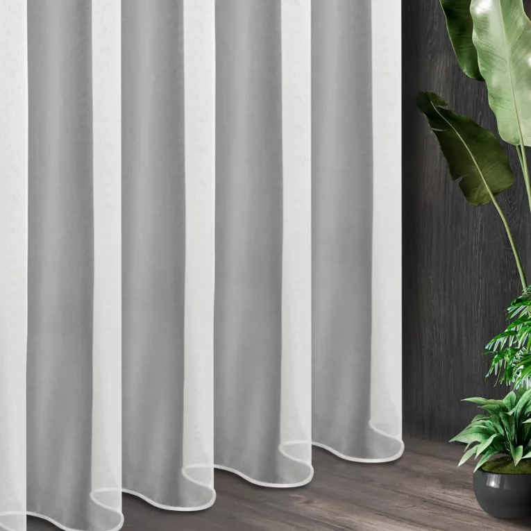 Tkanina firanowa transparentny, matowy tiul, wykończona obciążnikiem z kolekcji Pierre Cardin