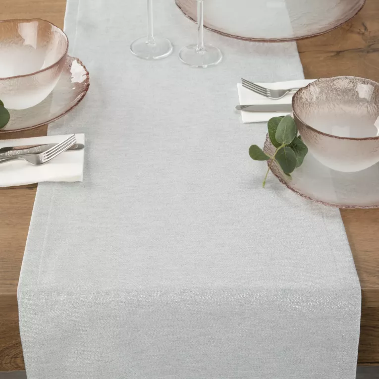 Bieżnik na stół srebrny 40x180 cm z żakardowej tkaniny FLASH świąteczny