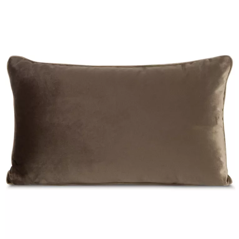 Poduszka 30 x 50 cm welwetowa ciemnobrązowa z kontrastującą lamówką GAJA 3