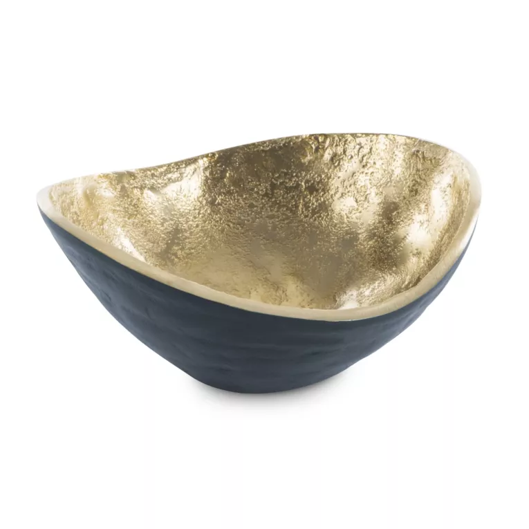 Metalowa misa PEDRO o falujących brzegach granatowo-złota