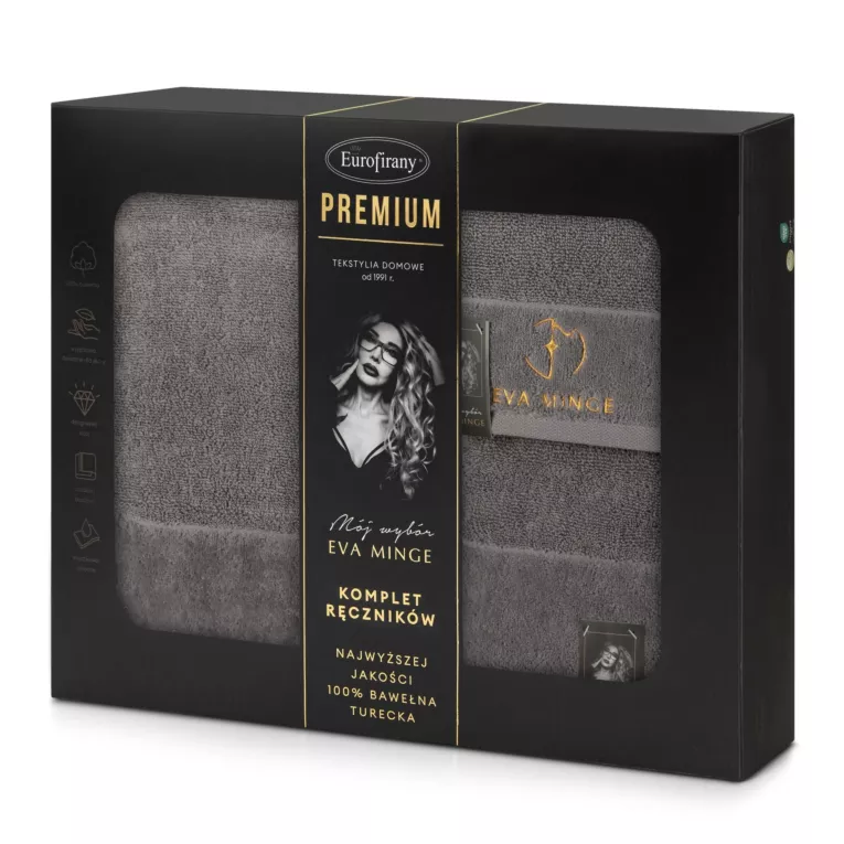 Zestaw ręczników bawełnianych na prezent 3 szt kolor szary 550 g/m2 GAJA Eva Minge