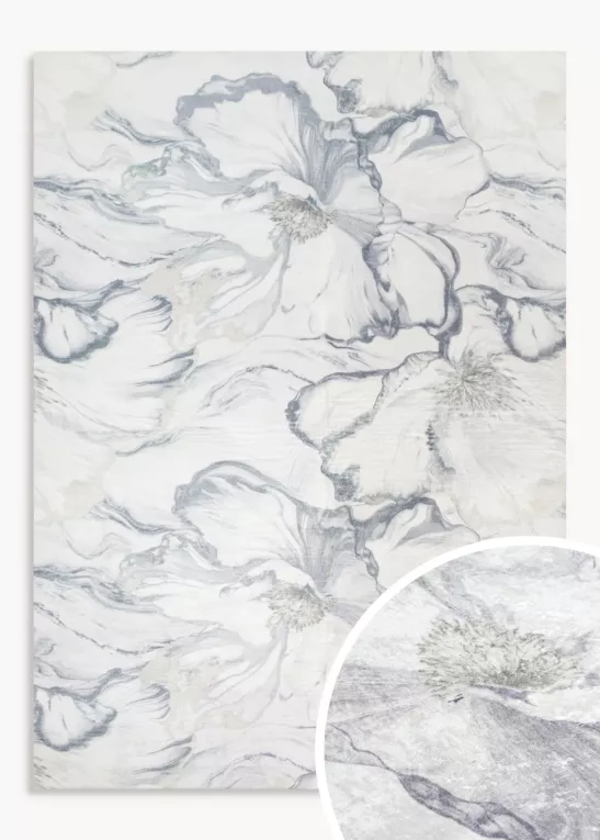 Dywan 50x80 cm szaro, kremowy z motywem kwiatów LOTUS 1