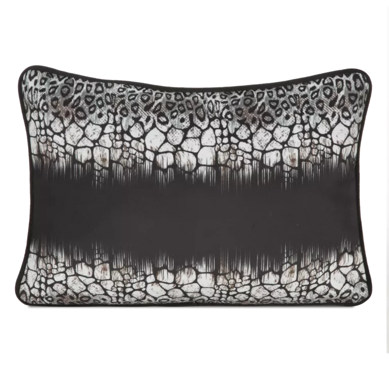 Poszewka na poduszkę 45x30 cm welwetowa czarno, biała z designerskim nadrukiem i wypustką na brzegach  EVA 17 C EVA MINGE