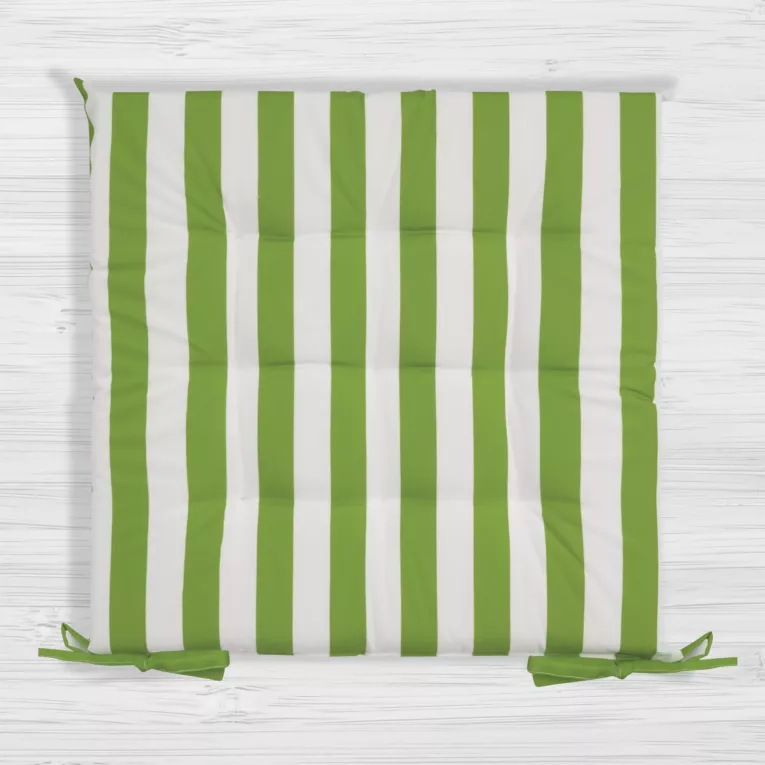 Poduszka na krzesło 40 x 40 x 5 cm wodoodporna jasnozielono, biała zdobiony subtelnymi pasami  GARDEN