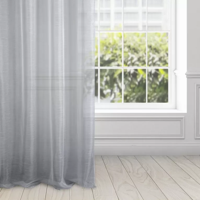 Firana srebrna z etaminy o strukturze deszczyku 140x250 cm przelotka AMIRA