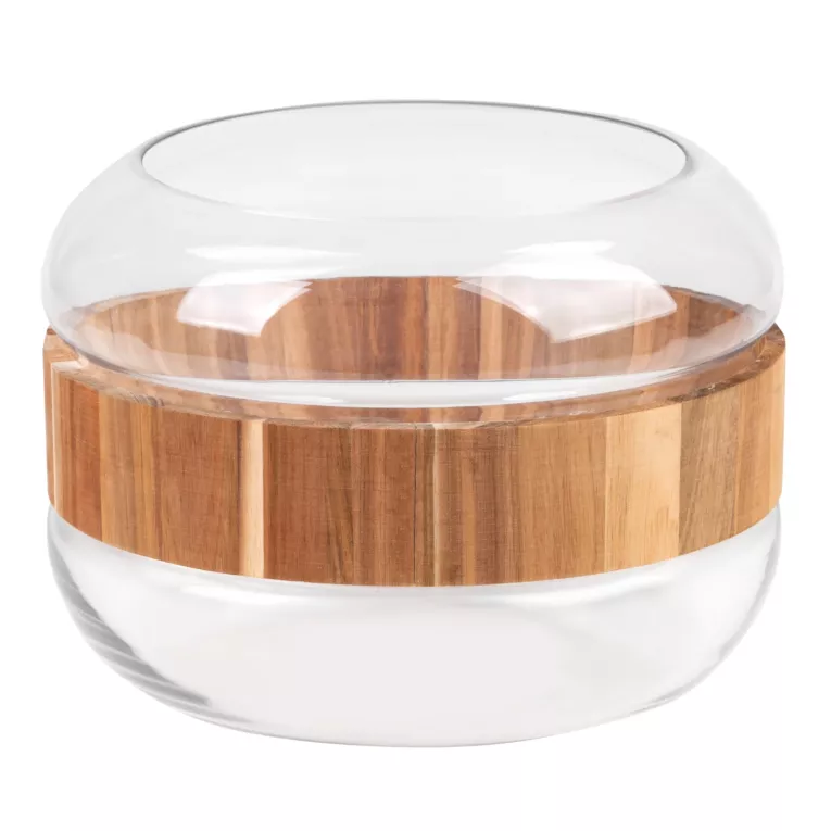 Wazon dekoracyjny GRACE ze szkła i drewna