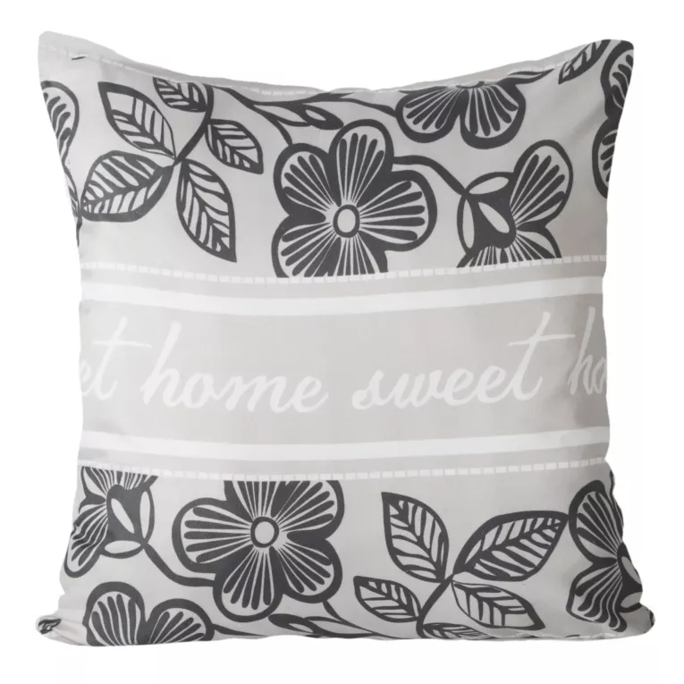 Poszewka na poduszkę 45x45 cm z stalowa graficznym nadrukiem i napisami MARLEY