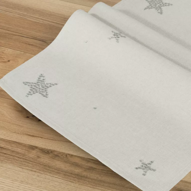 Bieżnik świąteczny MERRY z aplikacją z gwiazdkami z cyrkonii