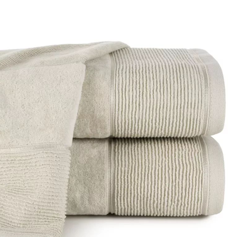 Ręcznik do rąk 30x50 cm bawełniany kolor beżowy z welurową bordiurą 500 g/m2 EMMA