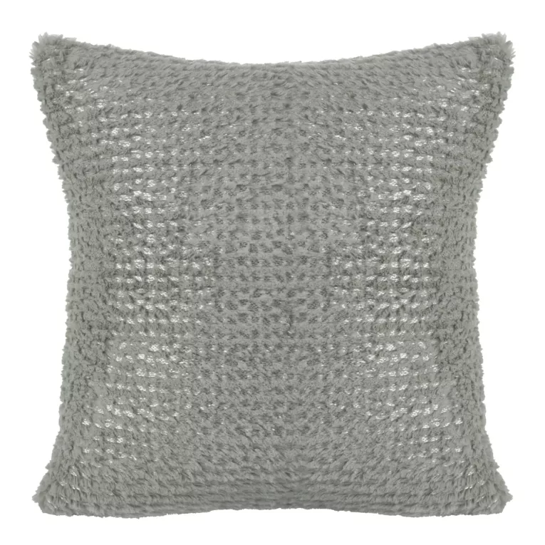 Design 91 Poszewka HAVANA o strukturze futra ze srebrnym nadrukiem, spód polarowy