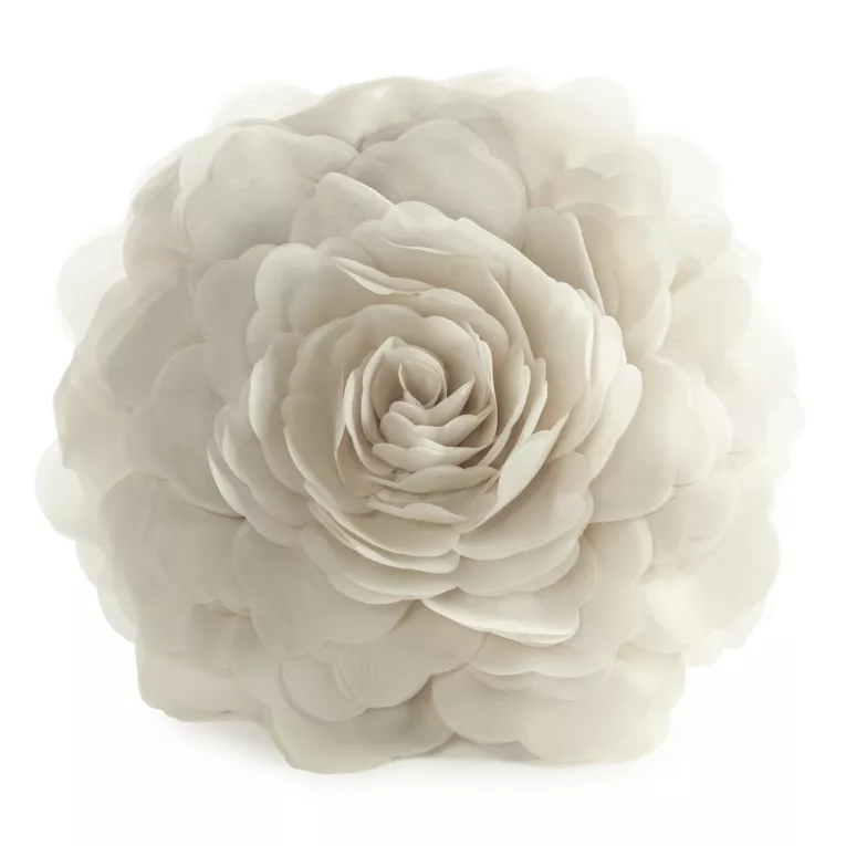 Okrągła poszewka o średnicy 40 cm kremowa z ozdobnym kwiatem 3D FLORES 6 - kolekcja AMAROSA