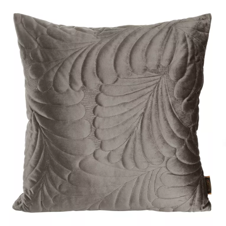 Poszewka na poduszkę 45x45 cm welwetowa, ciemnobeżowa pikowana we wzór liści RIA 4 Eurofirany Premium