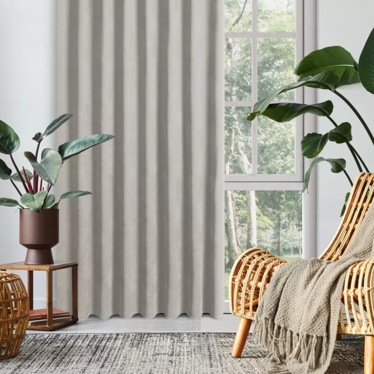 Zasłona ciemnobeżowa z tkaniny welurowej 100x240 cm szerokość po zmarszczeniu flex 1:2 Dora