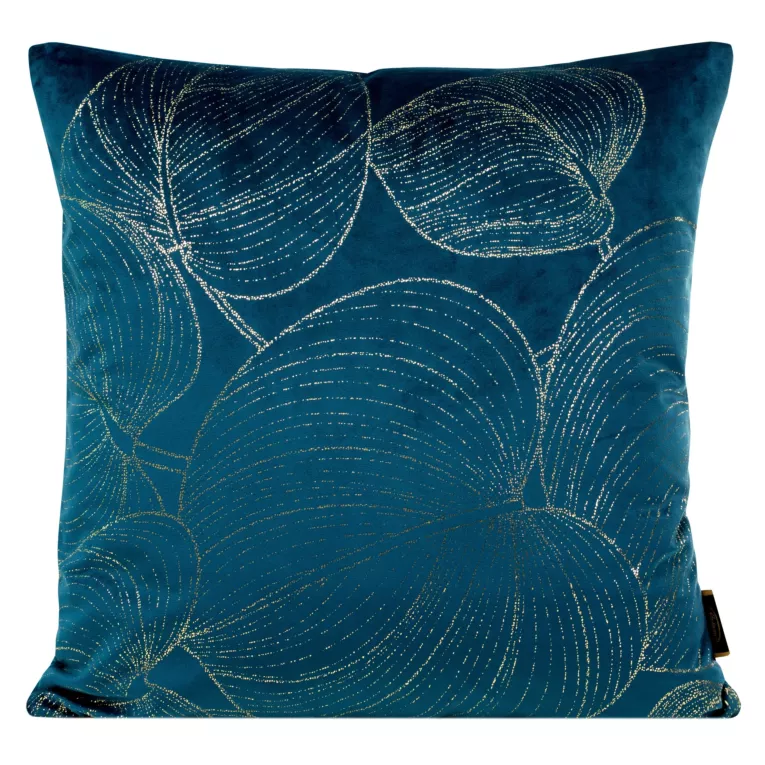 Poszewka BLINK 23 z miękkiego welwetu ze złotym motywem liści