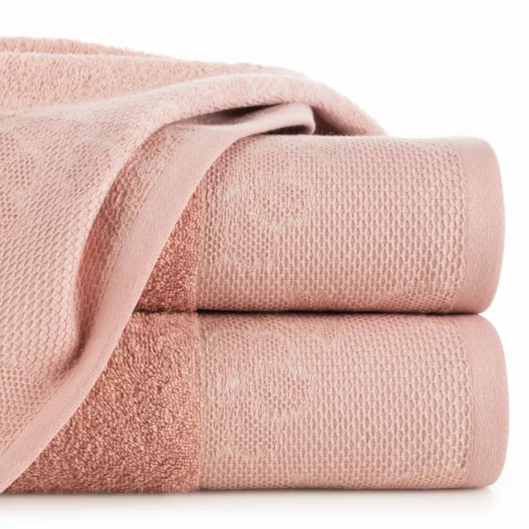 Ręcznik TULIA z żakardową bordiurą z subtelnym kwiatowym wzorem