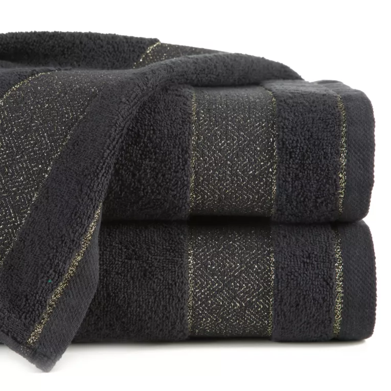 Ręcznik kąpielowy 70x140 cm bawełniany kolor czarny z ozdobną bordiurą 500 g/m2 NESSY