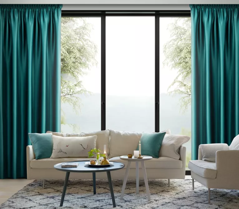 Komplet 2 sztuk zasłon turkusowych z zaciemniającej tkaniny 160x258 cm taśma