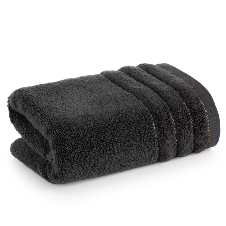 Ręcznik kąpielowy 30x50 cm bawełniany kolor stalowy z błyszczącą bordiurą 500 g/m2 NADINE