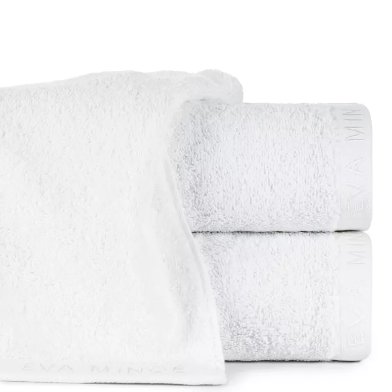 Ręcznik do rąk 30x50 cm bawełniany kolor biały z haftowanym logiem Eva Minge 550 g/m2 VENUS