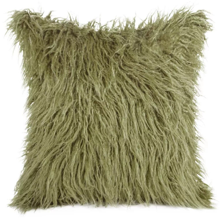 Poszewka na poduszkę 45x45 cm z miękkiego futerka oliwkowa ENYA
