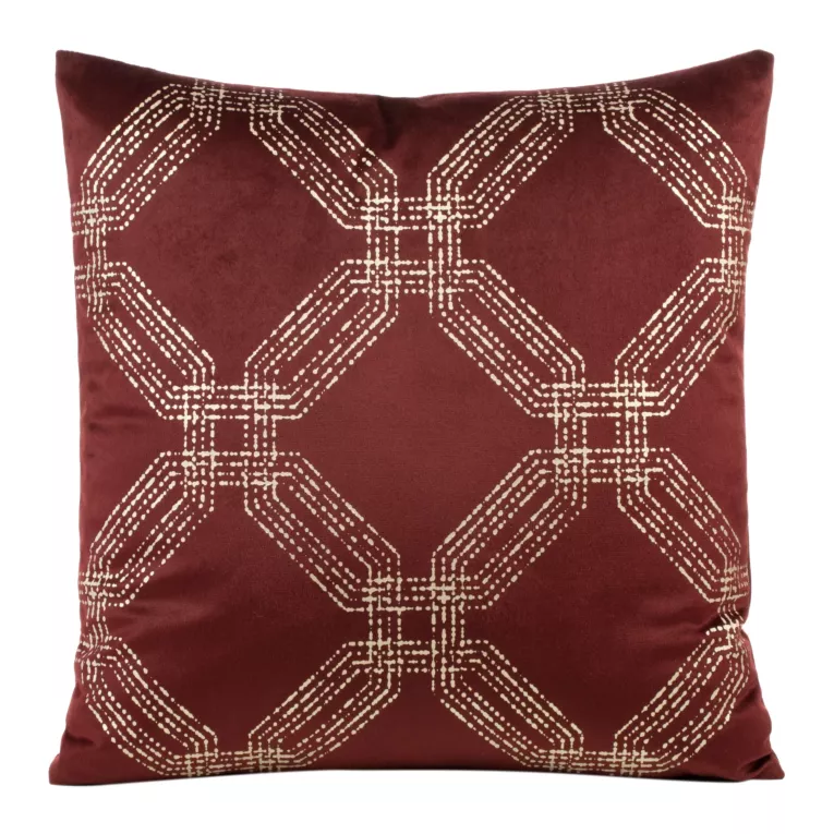 Poszewka na poduszkę 45x45 cm welwetowa kolor bordowy z błyszczącym nadrukiem BLINK 30