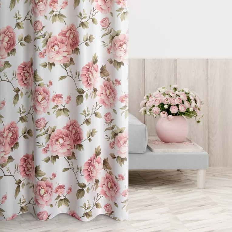 DESIGN 91 Zasłona TESS zaciemniająca typu blackout z motywem kwitnących peonii