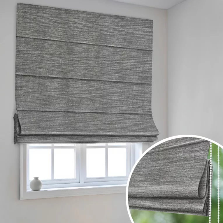 Roleta rzymska FELICITY grafitowa o naturalnym splocie w melanżowych odcieniach