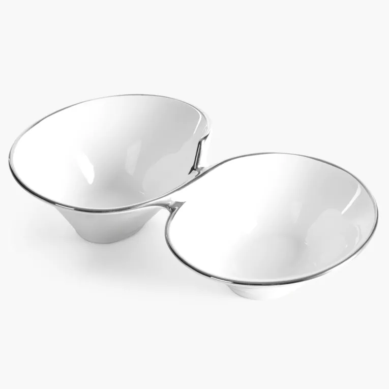 Misa dekoracyjna biało, srebrna 28x16x7 cm ELENE