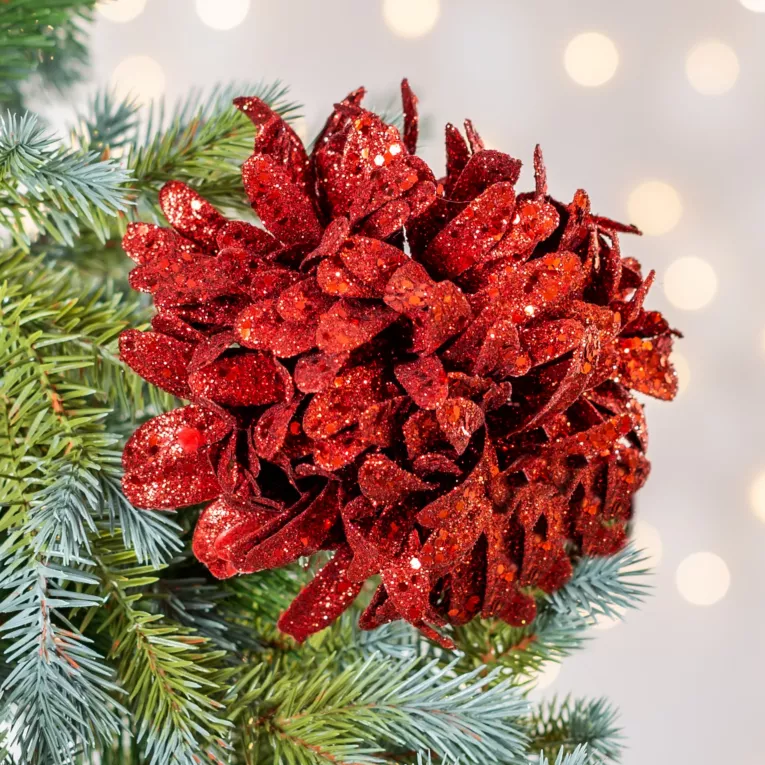 Kwiat ANETTE obsypany czerwonym brokatem